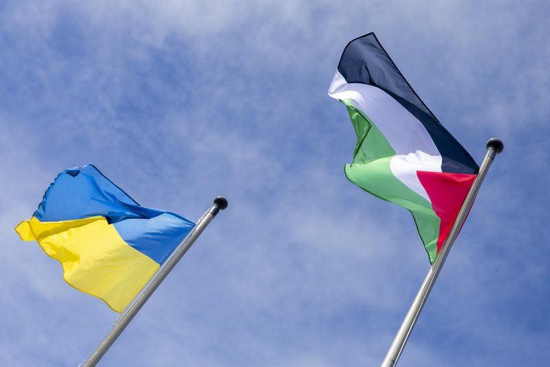 Palestínski og Úkraínski fáninn Fáninn